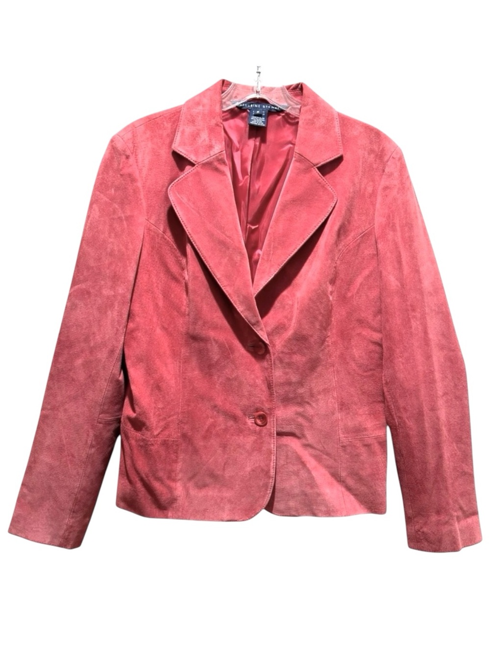 VTG Pink Suede Lined Two-Button Blazer Jacket from Catherine Stewart - Medium